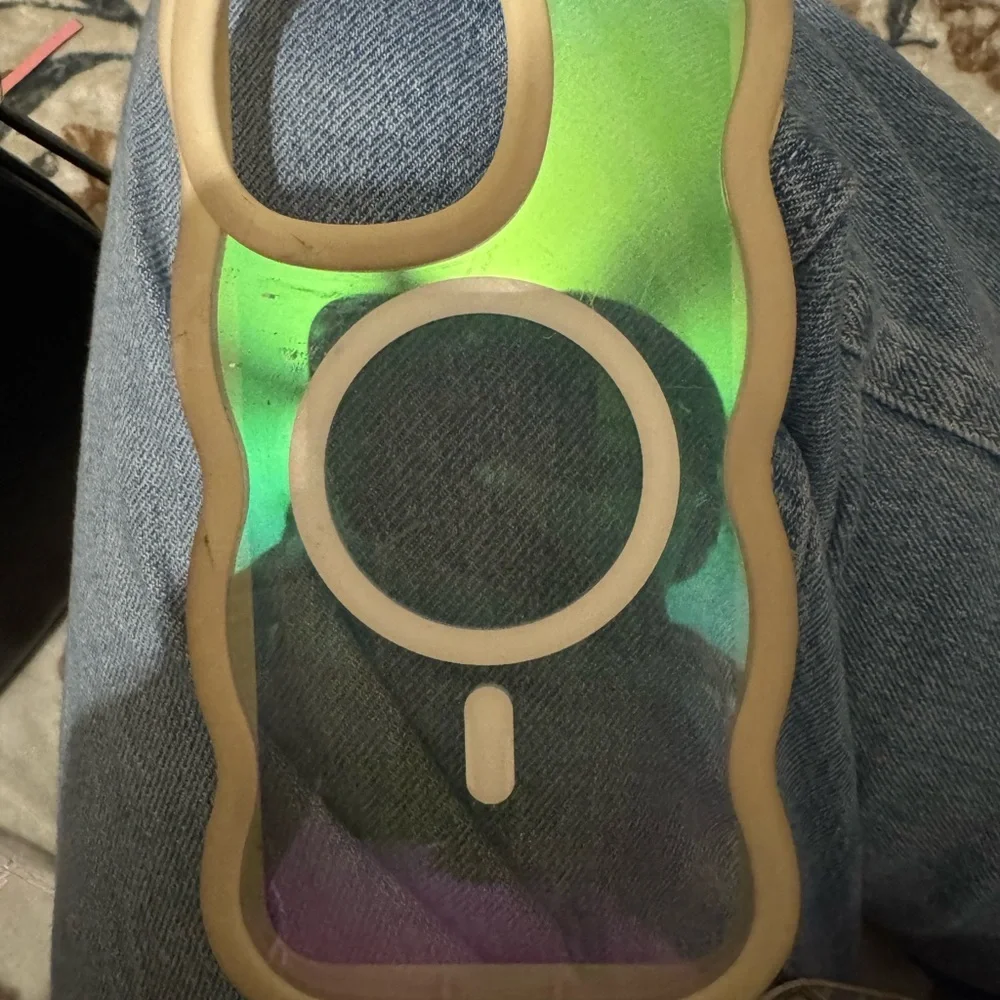 Iridescent Phone Case with Beige Border